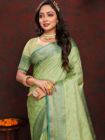 Zari Weaving Adorned Katan Silk Saree