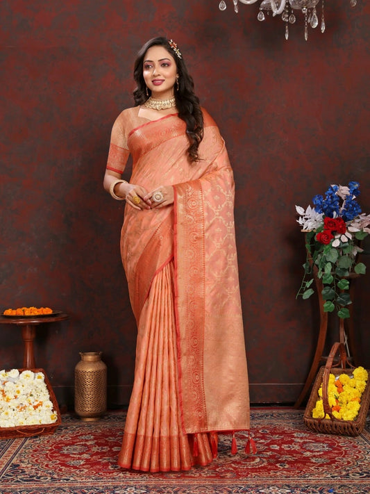 Zari Weaving Adorned Katan Silk Saree