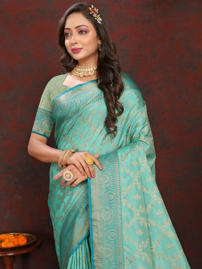 Zari Weaving Adorned Katan Silk Saree