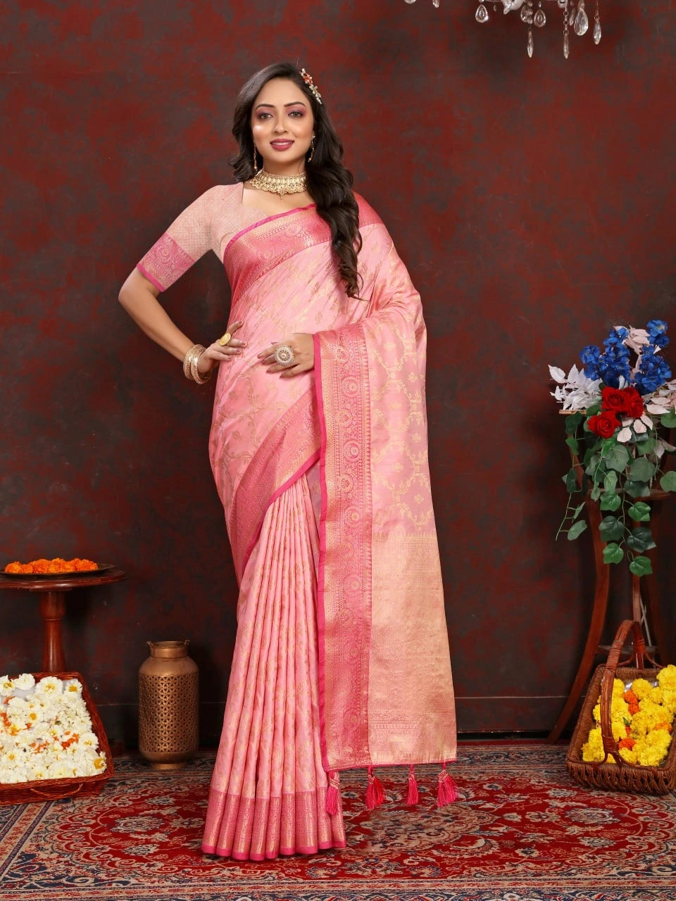 Zari Weaving Adorned Katan Silk Saree