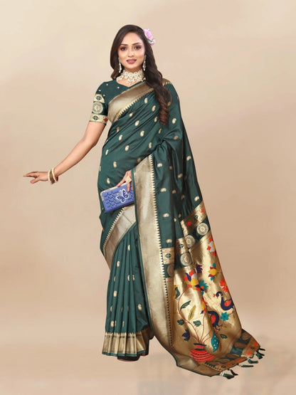 Paithani Silk Saree with Meenakari Pallu