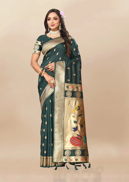 Paithani Silk Saree with Meenakari Pallu