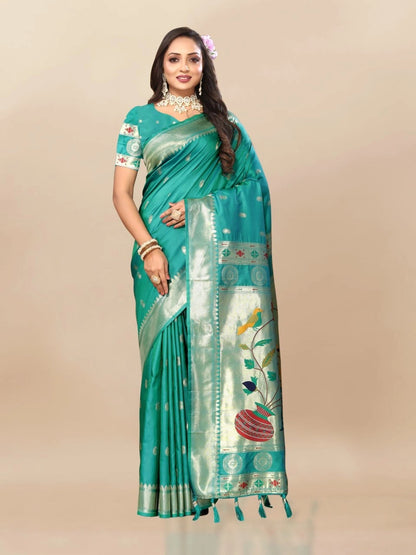 Paithani Silk Saree with Meenakari Pallu