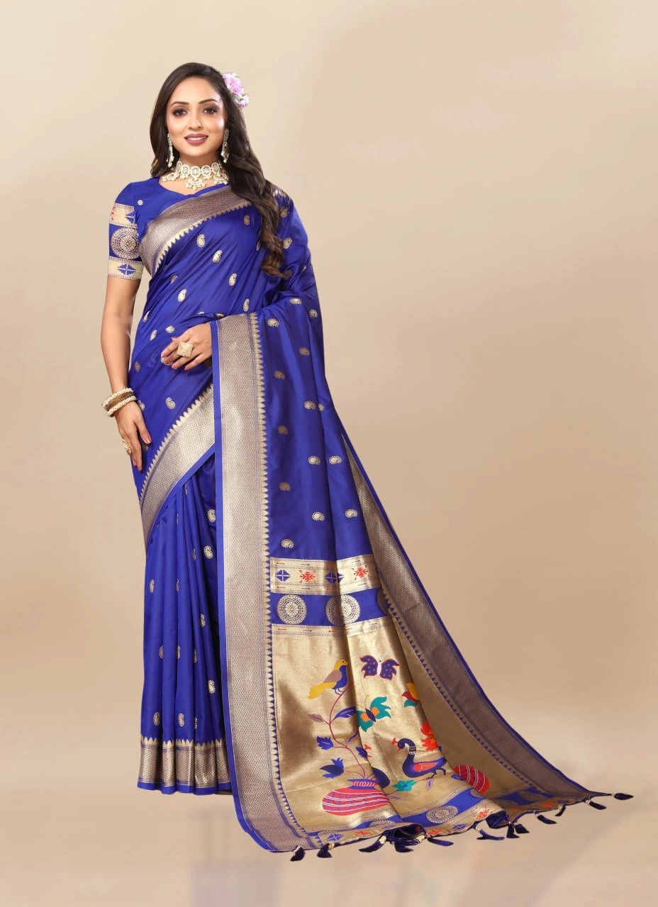 Paithani Silk Saree with Meenakari Pallu