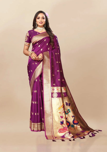 Paithani Silk Saree with Meenakari Pallu