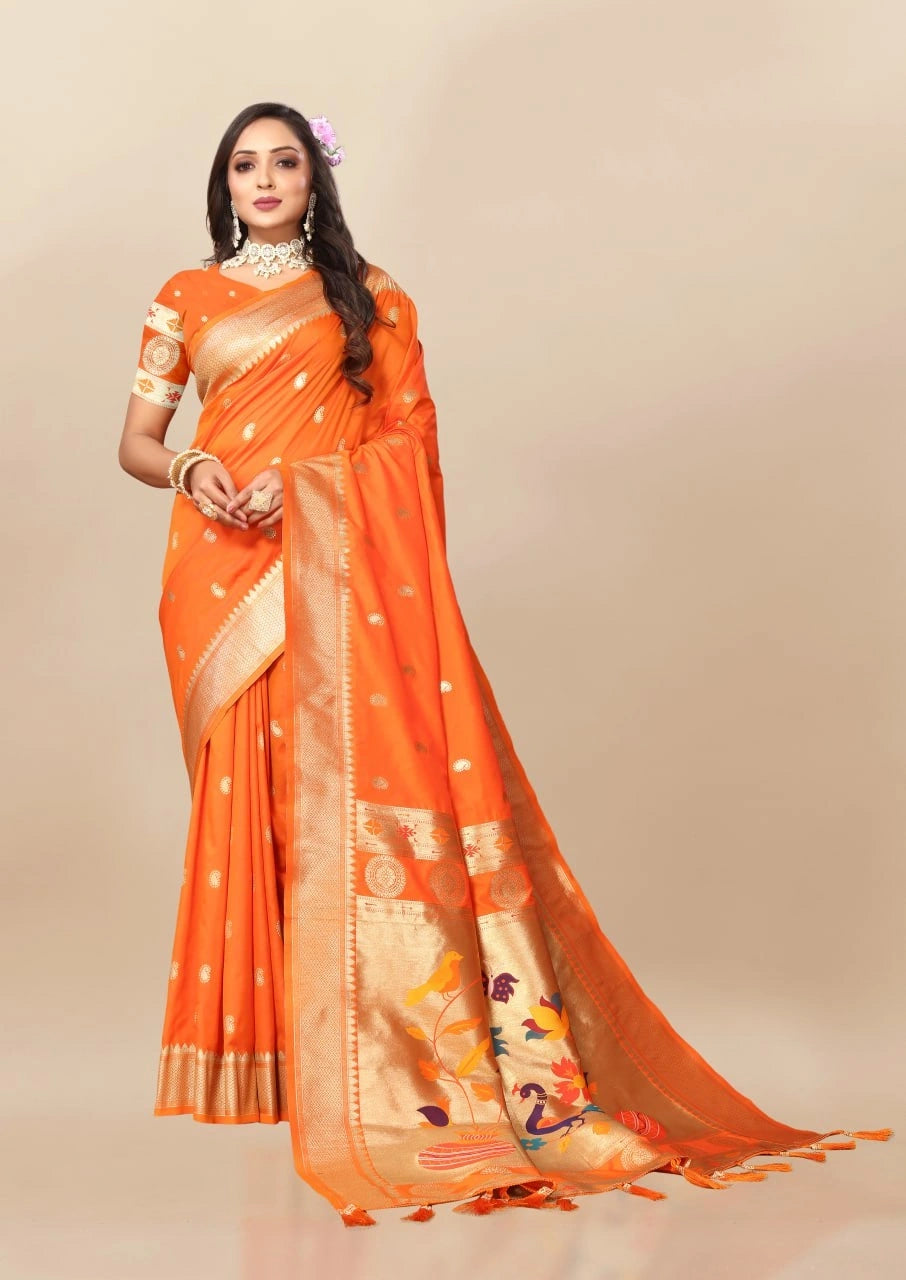 Paithani Silk Saree with Meenakari Pallu