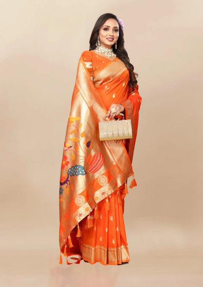 Paithani Silk Saree with Meenakari Pallu