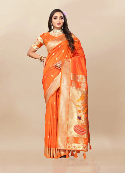 Paithani Silk Saree with Meenakari Pallu