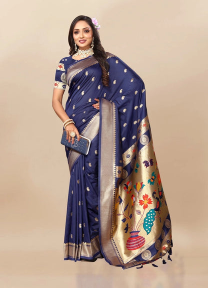 Paithani Silk Saree with Meenakari Pallu