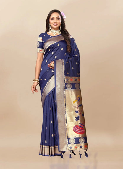 Paithani Silk Saree with Meenakari Pallu