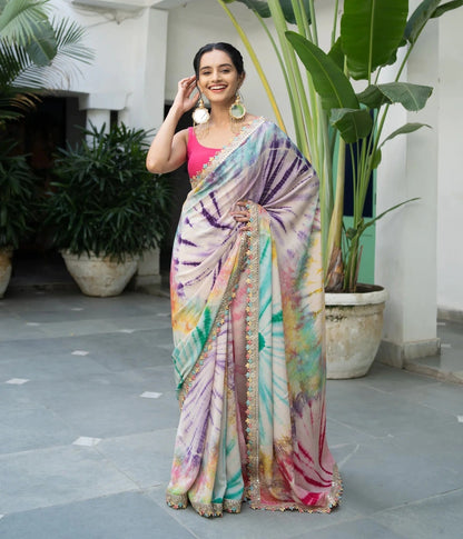 Heavy Soft Chinon Saree With Mono Bangalori Blouse