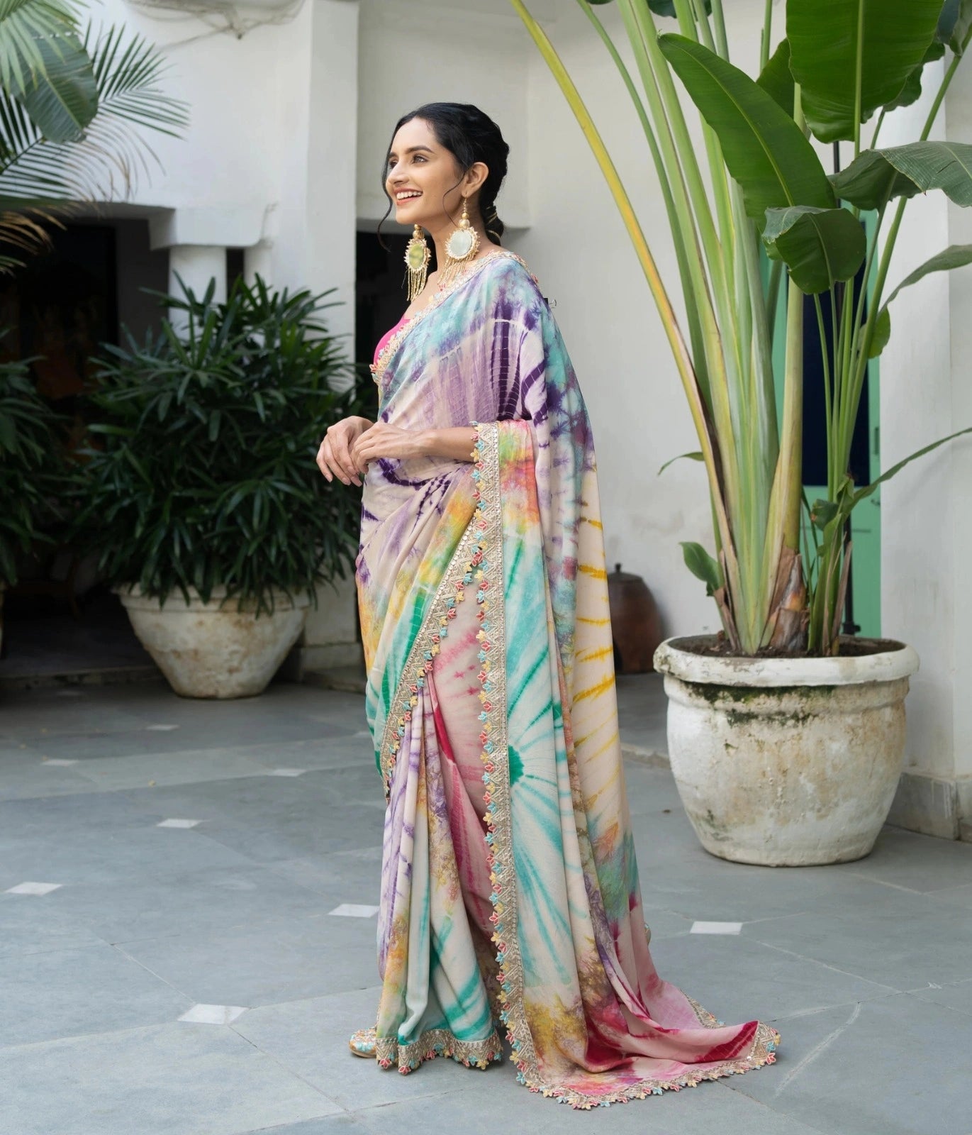 Heavy Soft Chinon Saree With Mono Bangalori Blouse