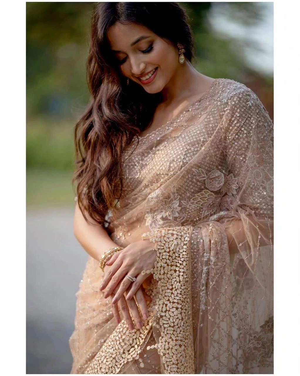 Soft Net Saree Sequin Embroidered