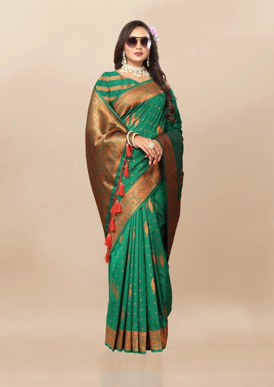 Soft Silk Saree with Copper Zari Design