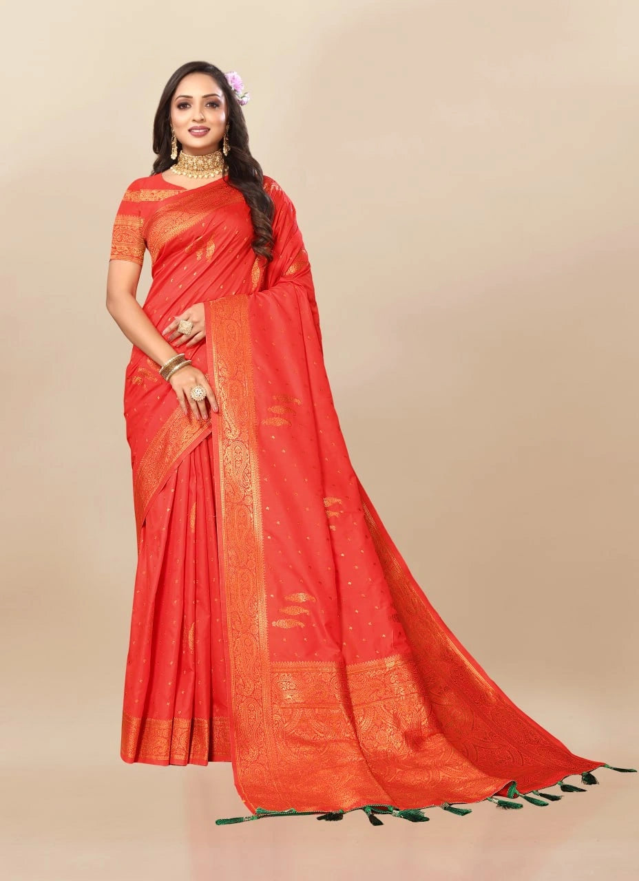 Soft Silk Saree with Copper Zari Design