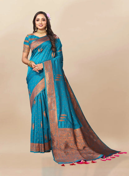 Soft Silk Saree with Copper Zari Design