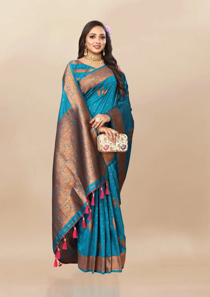 Soft Silk Saree with Copper Zari Design