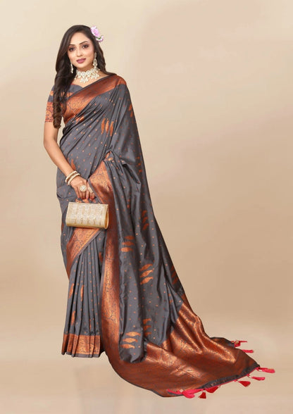 Soft Silk Saree with Copper Zari Design