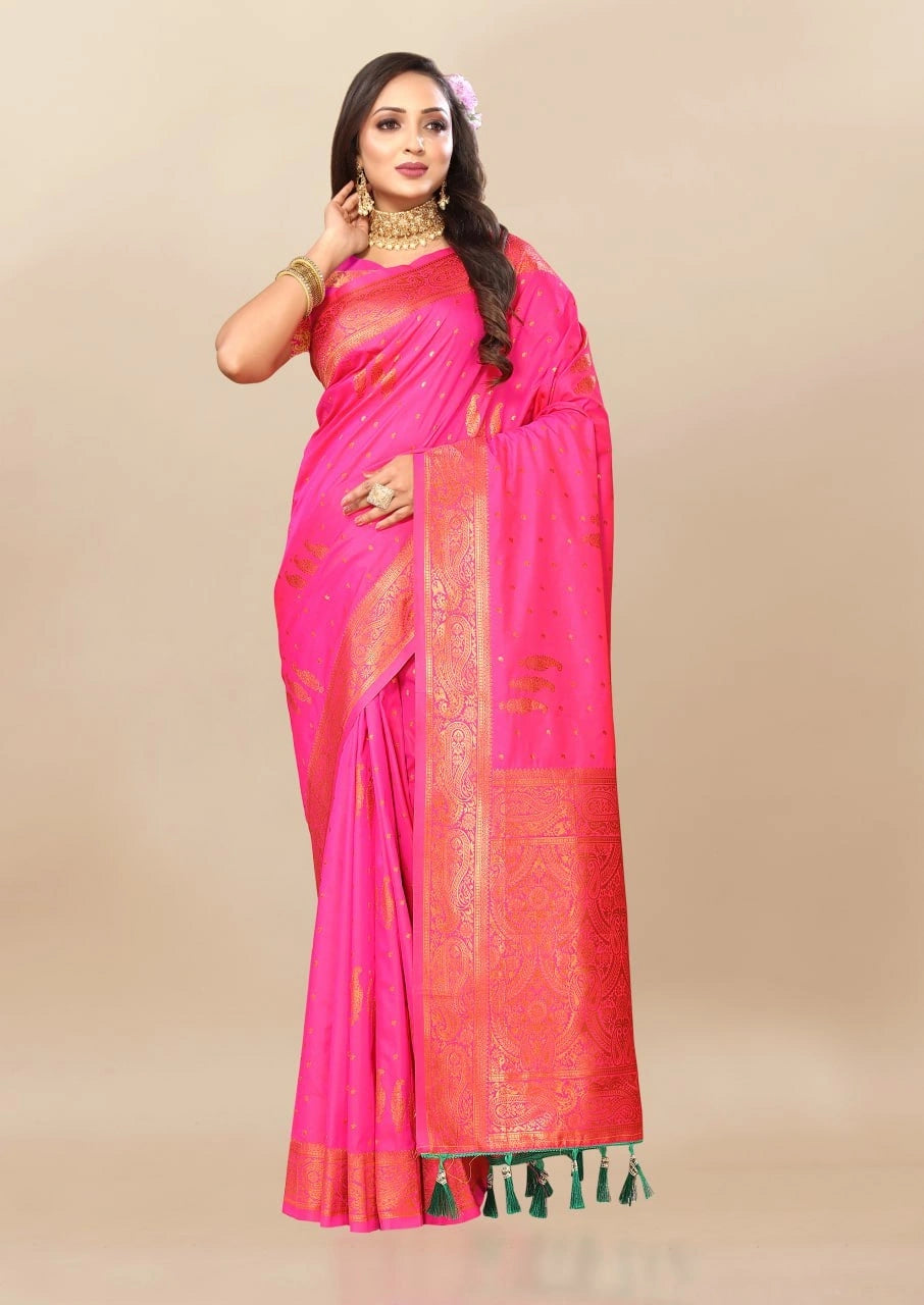 Soft Silk Saree with Copper Zari Design