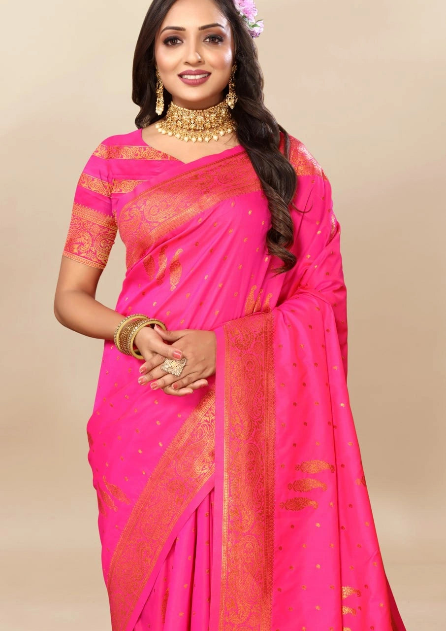 Soft Silk Saree with Copper Zari Design