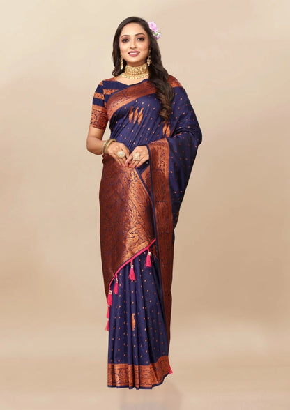 Soft Silk Saree with Copper Zari Design