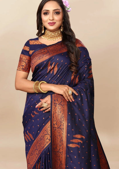 Soft Silk Saree with Copper Zari Design