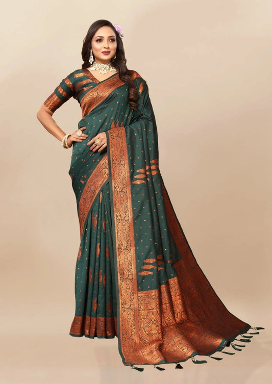 Soft Silk Saree with Copper Zari Design