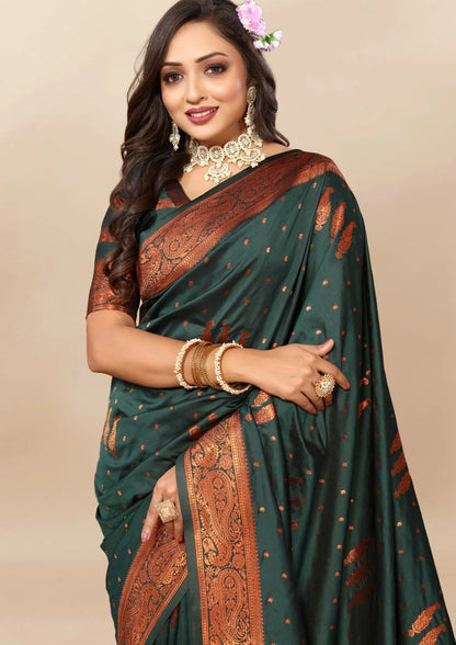 Soft Silk Saree with Copper Zari Design