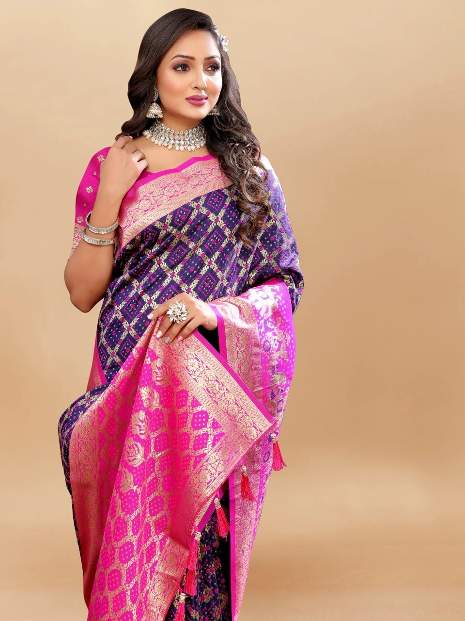 Soft Patola Silk Saree with Meenakari Motifs