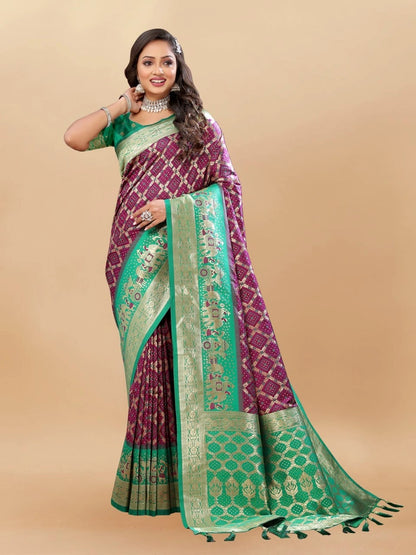 Soft Patola Silk Saree with Meenakari Motifs