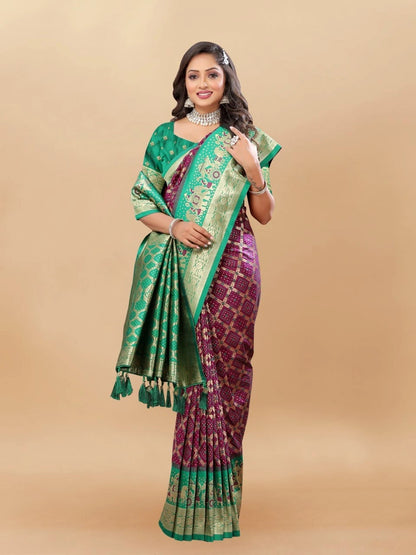 Soft Patola Silk Saree with Meenakari Motifs