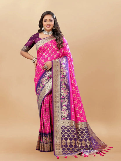 Soft Patola Silk Saree with Meenakari Motifs