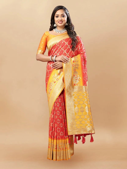 Soft Patola Silk Saree with Meenakari Motifs