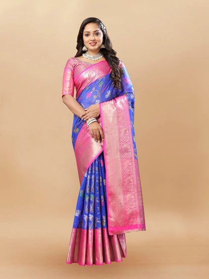 Soft Cotton Saree with Meenakari, Rich Zari Pallu