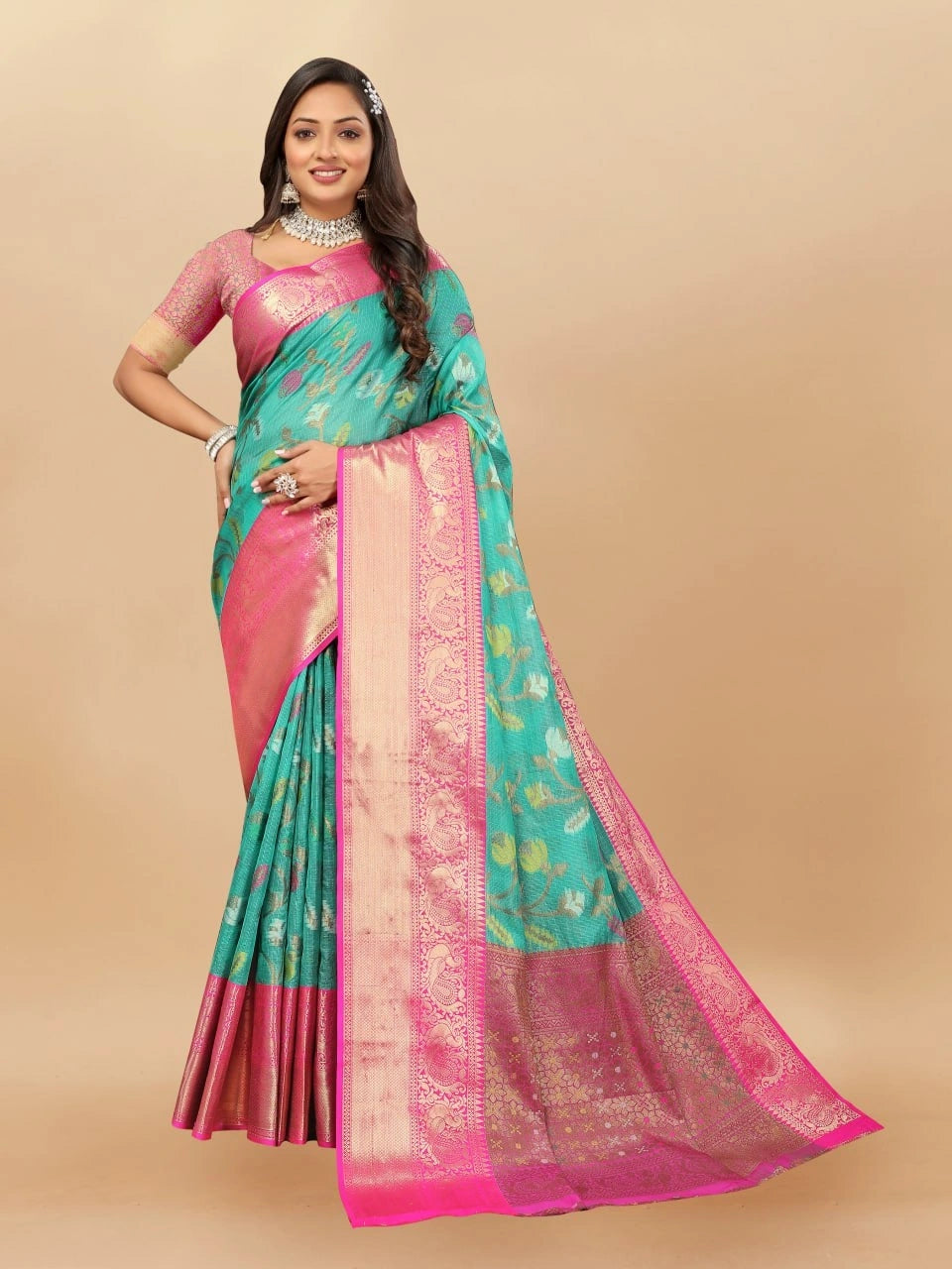 Soft Cotton Saree with Meenakari, Rich Zari Pallu