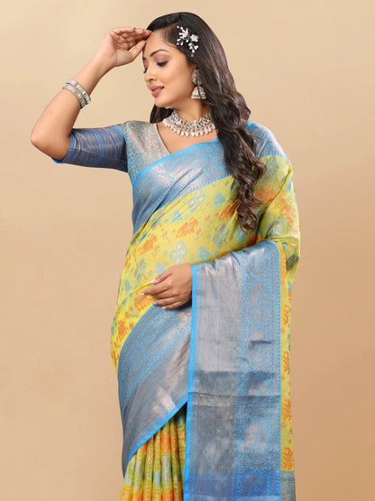 Soft Cotton Saree with Meenakari, Rich Zari Pallu