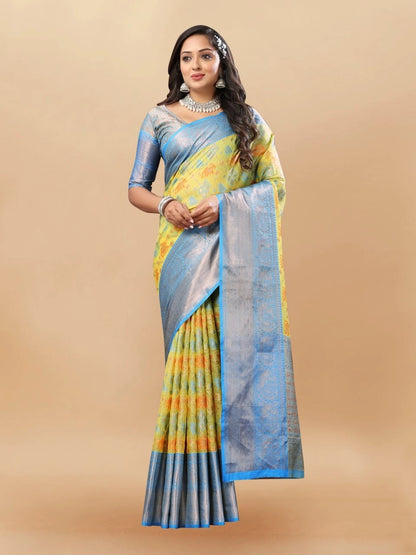 Soft Cotton Saree with Meenakari, Rich Zari Pallu