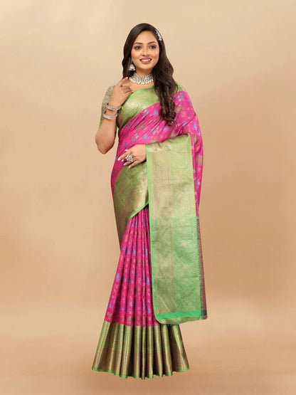 Soft Cotton Saree with Meenakari, Rich Zari Pallu