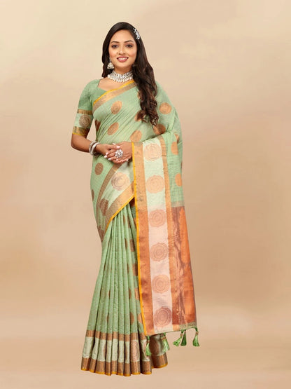 Soft Cotton Saree with Rich Zari Weaving Pallu