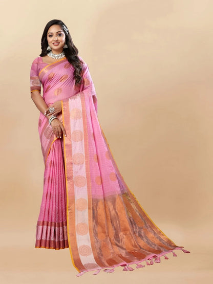 Soft Cotton Saree with Rich Zari Weaving Pallu