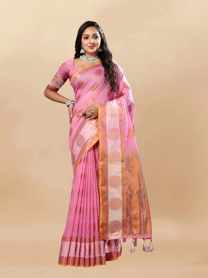 Soft Cotton Saree with Rich Zari Weaving Pallu