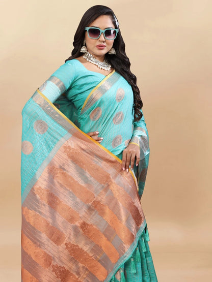 Soft Cotton Saree with Rich Zari Weaving Pallu