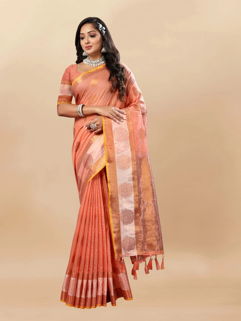 Soft Cotton Saree with Rich Zari Weaving Pallu