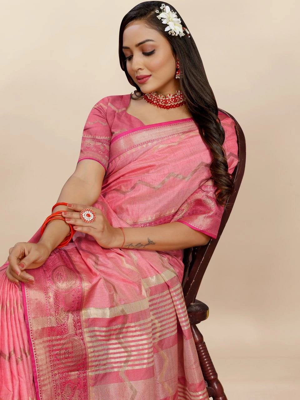 Soft Katan Silk Saree with Zari Weaving Design