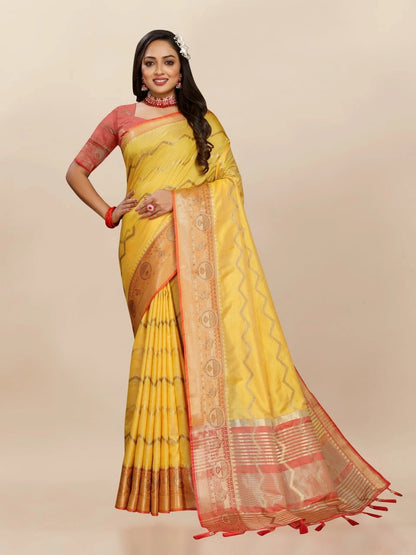 Soft Katan Silk Saree with Zari Weaving Design