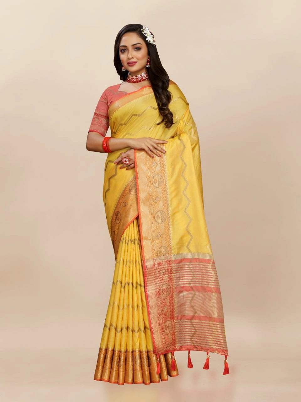 Soft Katan Silk Saree with Zari Weaving Design