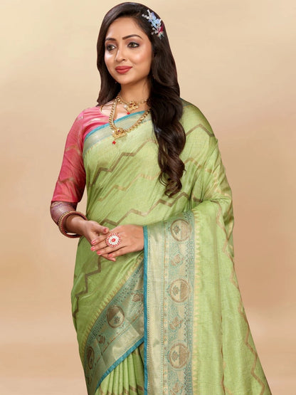 Soft Katan Silk Saree with Zari Weaving Design