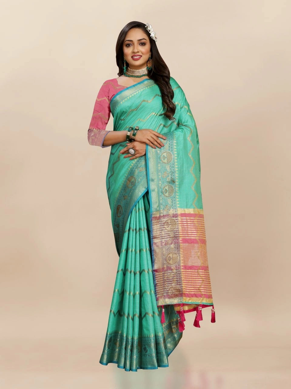 Soft Katan Silk Saree with Zari Weaving Design