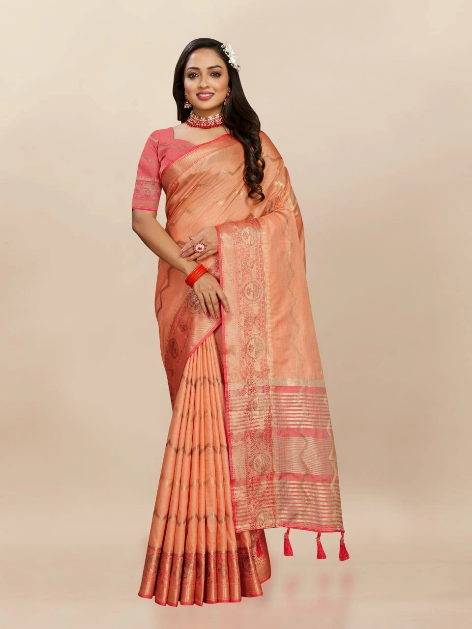 Soft Katan Silk Saree with Zari Weaving Design