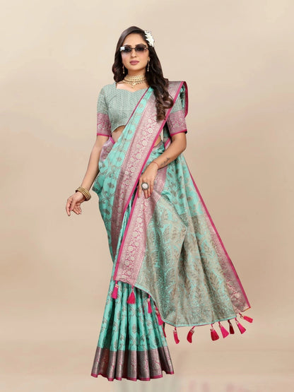 Soft Katan Silk Saree with Rich Zari Weaving Design